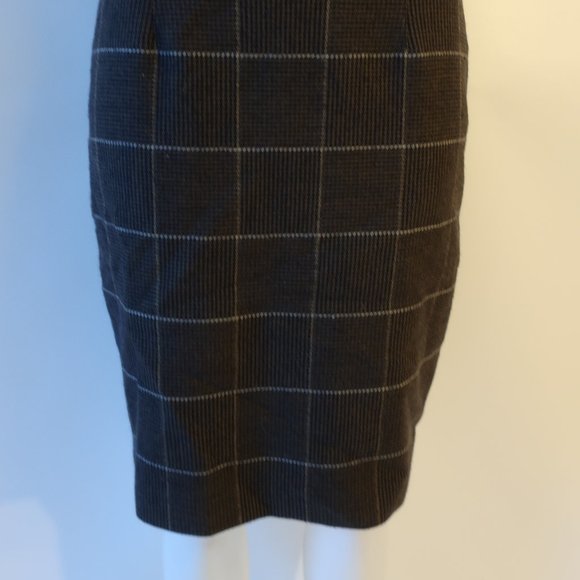 Womens Laurel Dark Navy Blue Taupe Wool Tweed Pencil Skirt 40 US/10 * - Picture 7 of 11